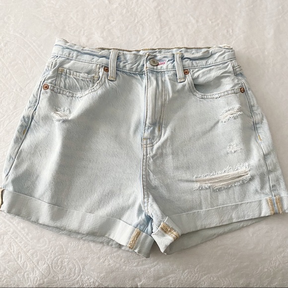 AEO Embroidered Rainbow Pocket Mom Jean Shorts - Picture 2 of 10